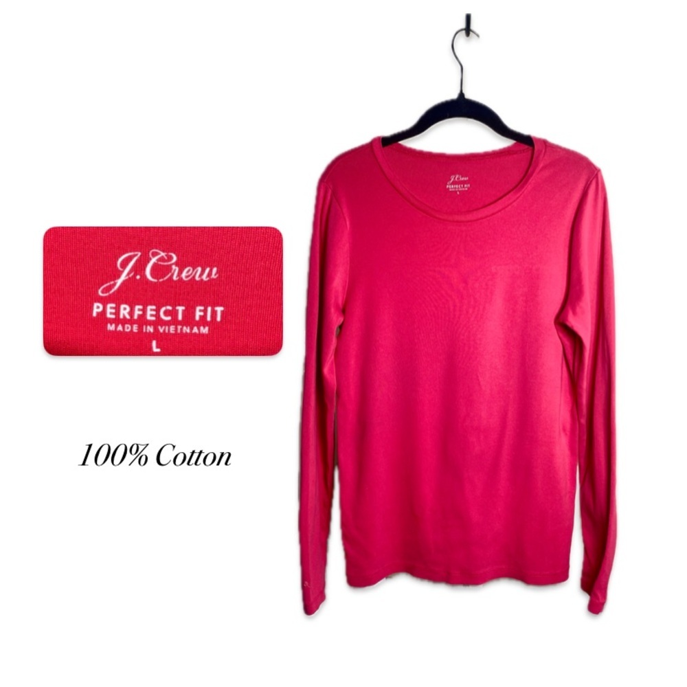 J. Crew Perfect Fit Longsleeve T-shirt Fuchsia Pink Women’s Large